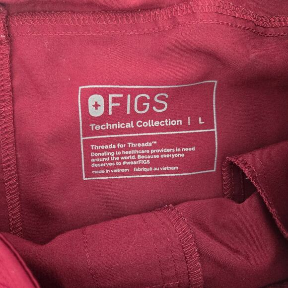 FIGS Technical Collection Women's Deep Red Maroon Drawstring Scrub Pants Size L - Picture 3 of 6